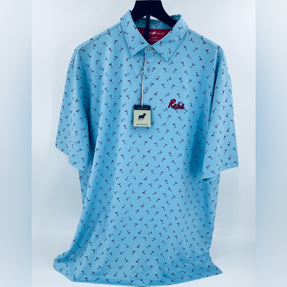 HYDR! Rare Horn Legend Powder Blue Ole Miss "Rebs" Manhattan Polo - XL - NWT - Picture 3 of 6